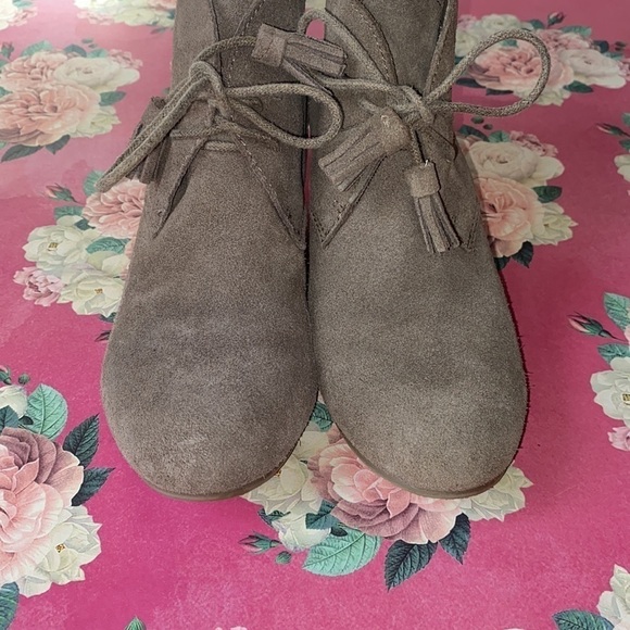 Crown vintage boots wedge suede‎ tan taupe leather 6.5 - Picture 2 of 7